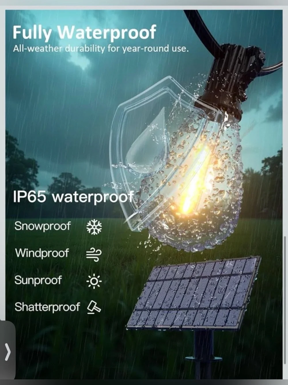 Solar String Light Kit with 50ft Cable - Warm White LED Outdoor Lighting